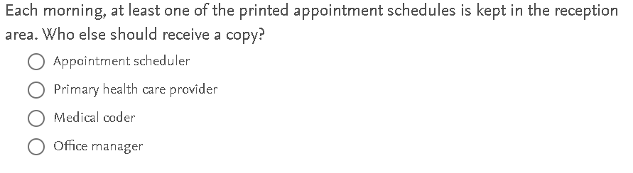 Solved Each morning, at least one of the printed appointment | Chegg.com
