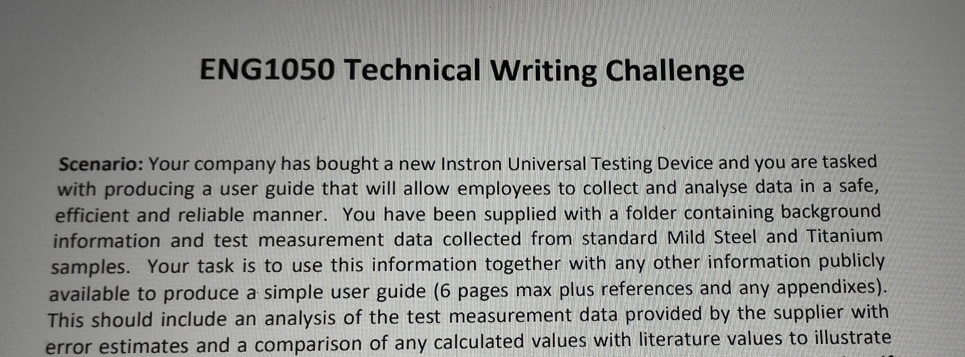 Solved ENG1050 ﻿Technical Writing ChallengeScenario: Your | Chegg.com