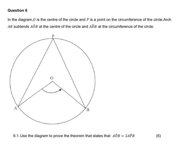 Solved Question 6 In the diagram, is the centre of the | Chegg.com