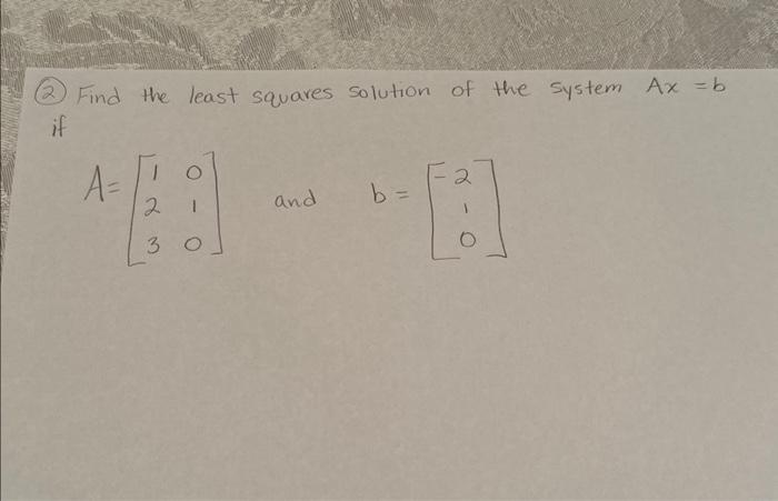 Solved (2) Find the least squares solution of the system | Chegg.com