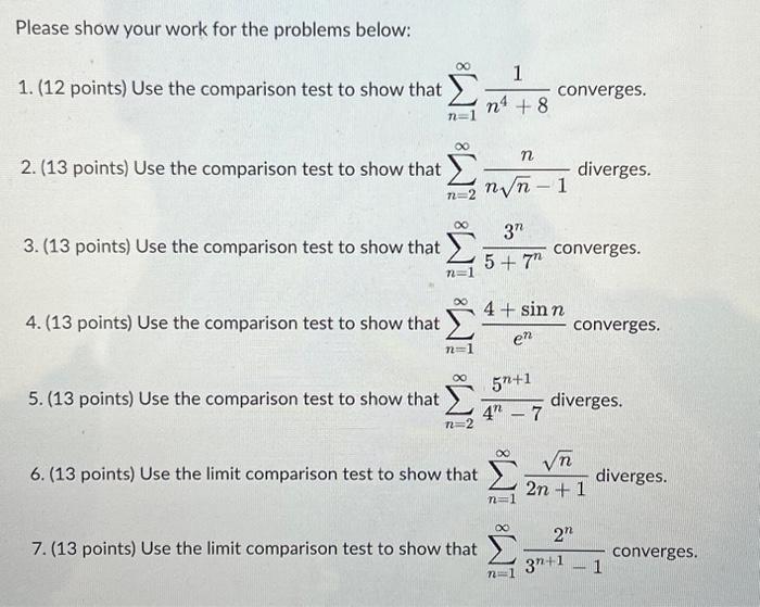 Solved Please show your work for the problems below: 1. (12 | Chegg.com