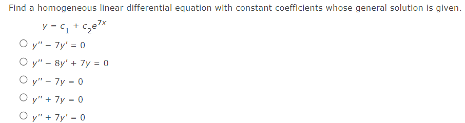 Solved Find a homogeneous linear differential equation with | Chegg.com