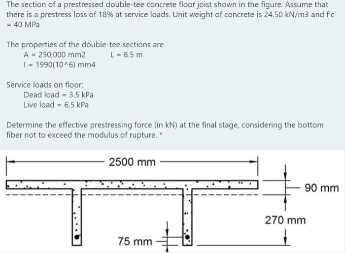 Solved The Section Of A Prestressed Double-tee Concrete | Chegg.com