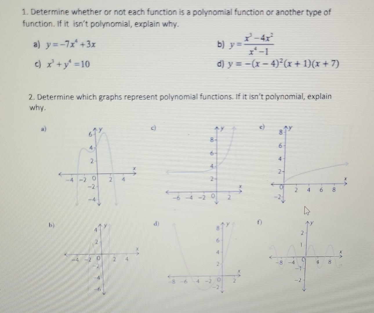Solved 1. Determine whether or not each function is a | Chegg.com
