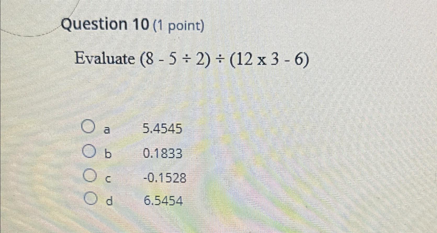 evaluate 3 times 10 1 )  5 =