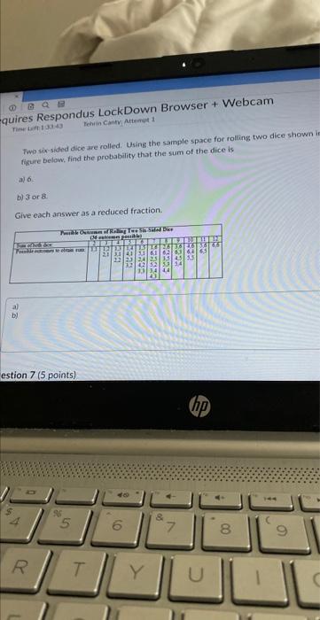 Two six-sided dice are rolled. Using the sample space | Chegg.com
