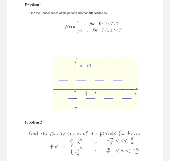 Solved Problem 1 Find the Fourier series of the periodic | Chegg.com