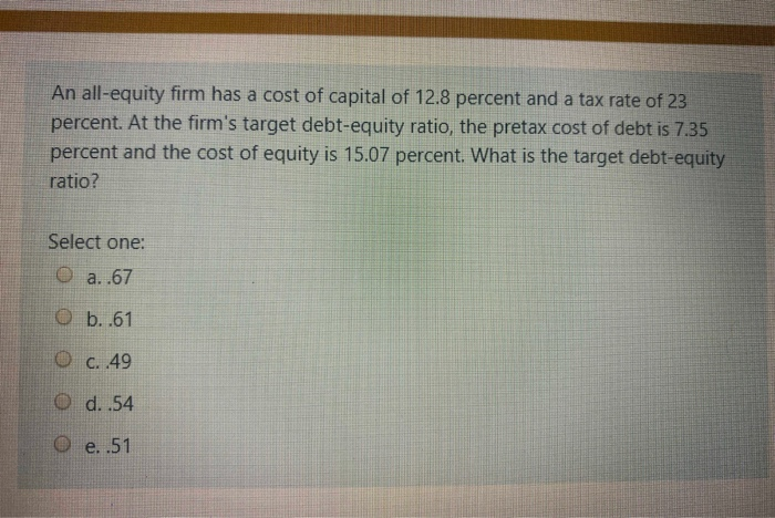 Solved An All-equity Firm Has A Cost Of Capital Of 12.8 | Chegg.com