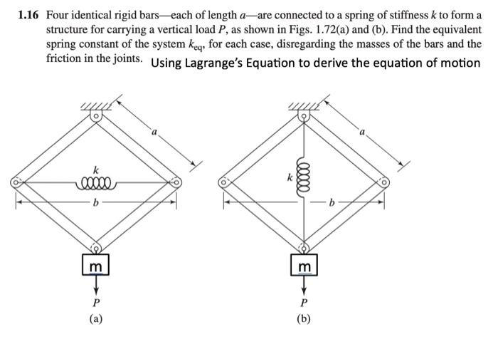 Solved 1.16 Four identical rigid bars — each of length a - | Chegg.com
