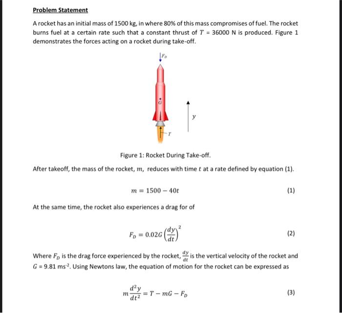 Solved Problem Statement A Rocket Has An Initial Mass Of | Chegg.com