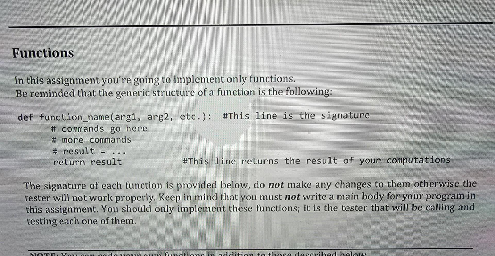 Solved In this assignment you're going to implement only | Chegg.com