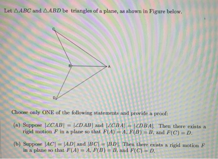 Solved Let AABC and AABD be triangles of a plane, as shown | Chegg.com