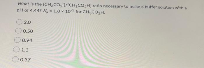 Solved What is the [CH3CO2 1/[CH3CO2H] ratio necessary to | Chegg.com