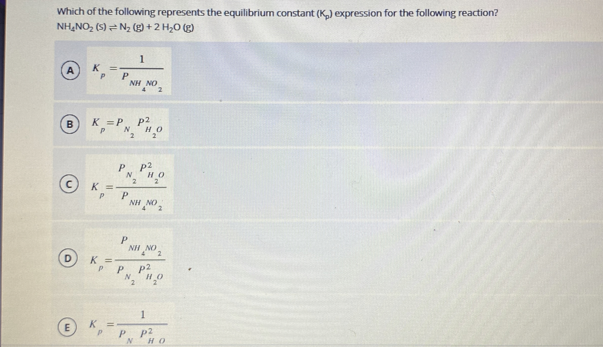 Solved Which of the following represents the equilibrium | Chegg.com