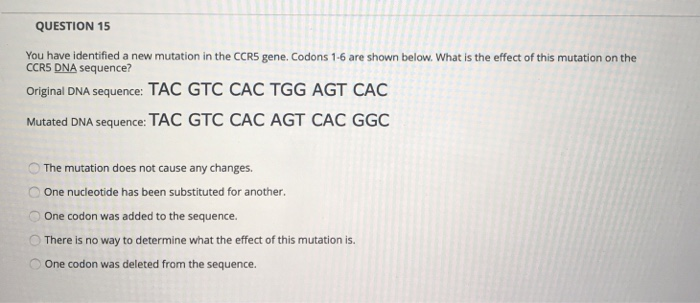 Solved QUESTION 15 You have identified a new mutation in the | Chegg.com