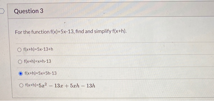 Solved Question 3 For The Function F X 5x 13 Find And