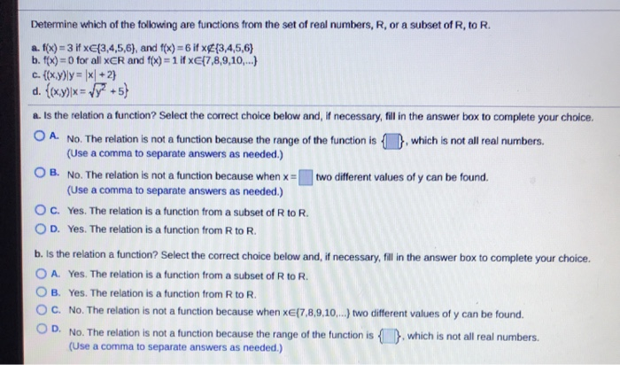 Solved Determine which of the following are functions from | Chegg.com