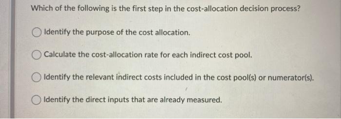 Solved Which of the following is the first step in the | Chegg.com