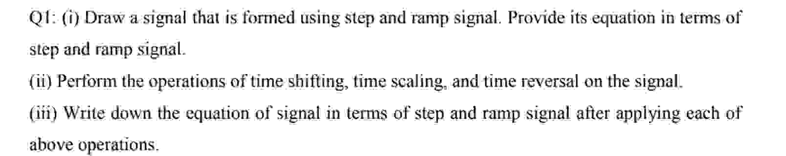 Solved Q1: (i) ﻿Draw a signal that is formed using step and | Chegg.com