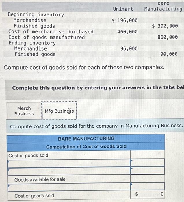 Solved Compute Cost Of Goods Sold For Each Of These Two | Chegg.com