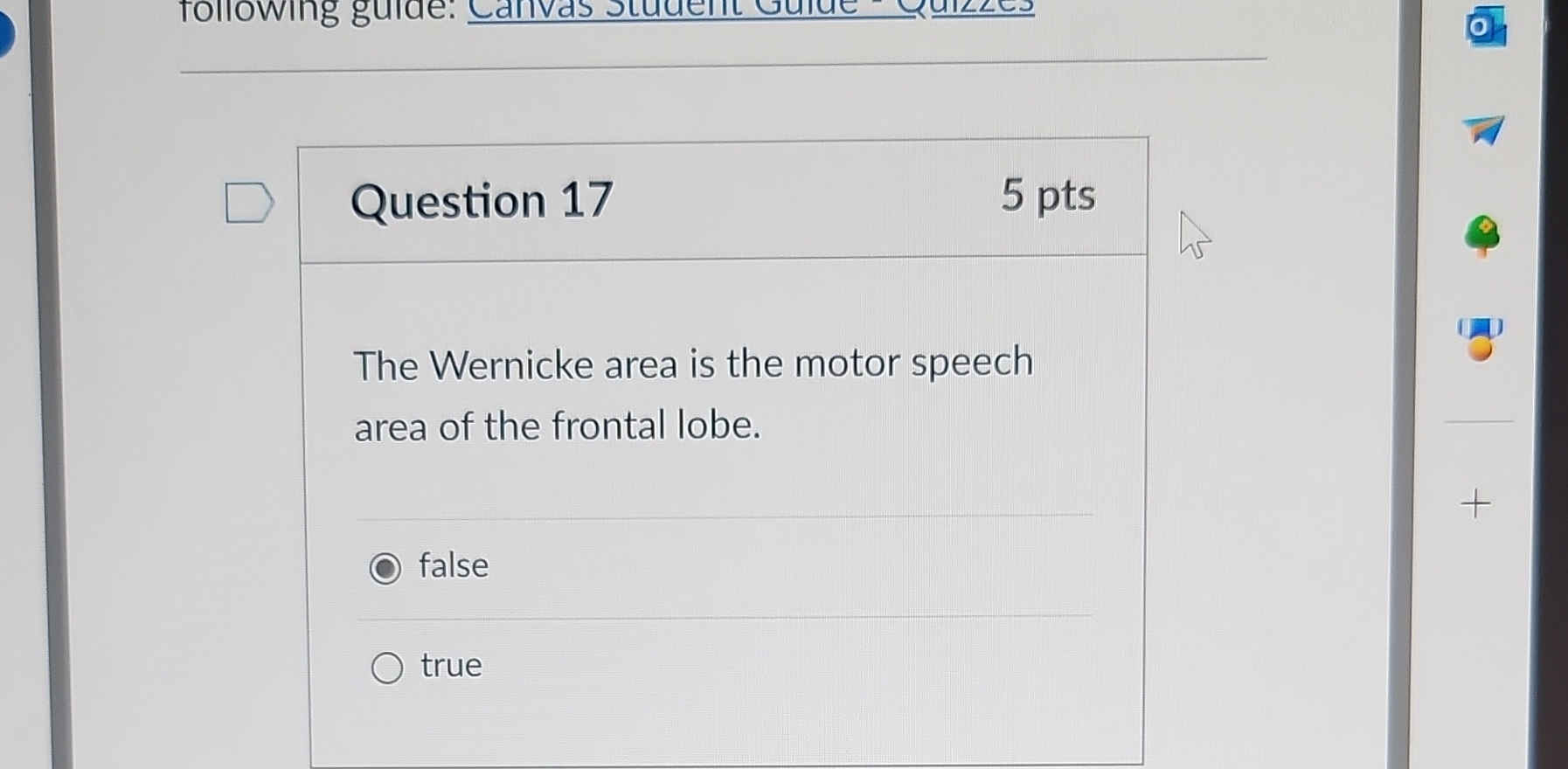 Solved Question 175ptsThe Wernicke area is the motor speech | Chegg.com