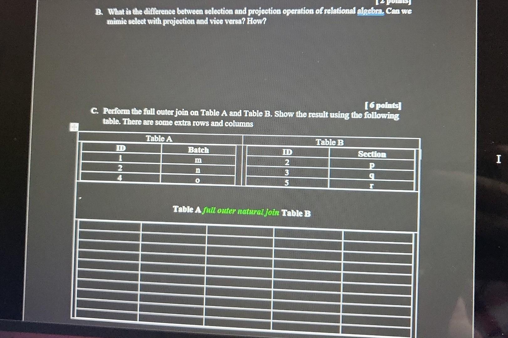 Solved B. What is the difference between selection and | Chegg.com