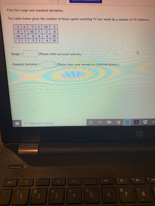 Solved Find the range and standard deviation. The table | Chegg.com