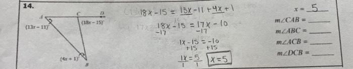 Solved 14. D (186-157 CE 18x-15 = 13X - 11 +4x+ 17218x - 15 | Chegg.com