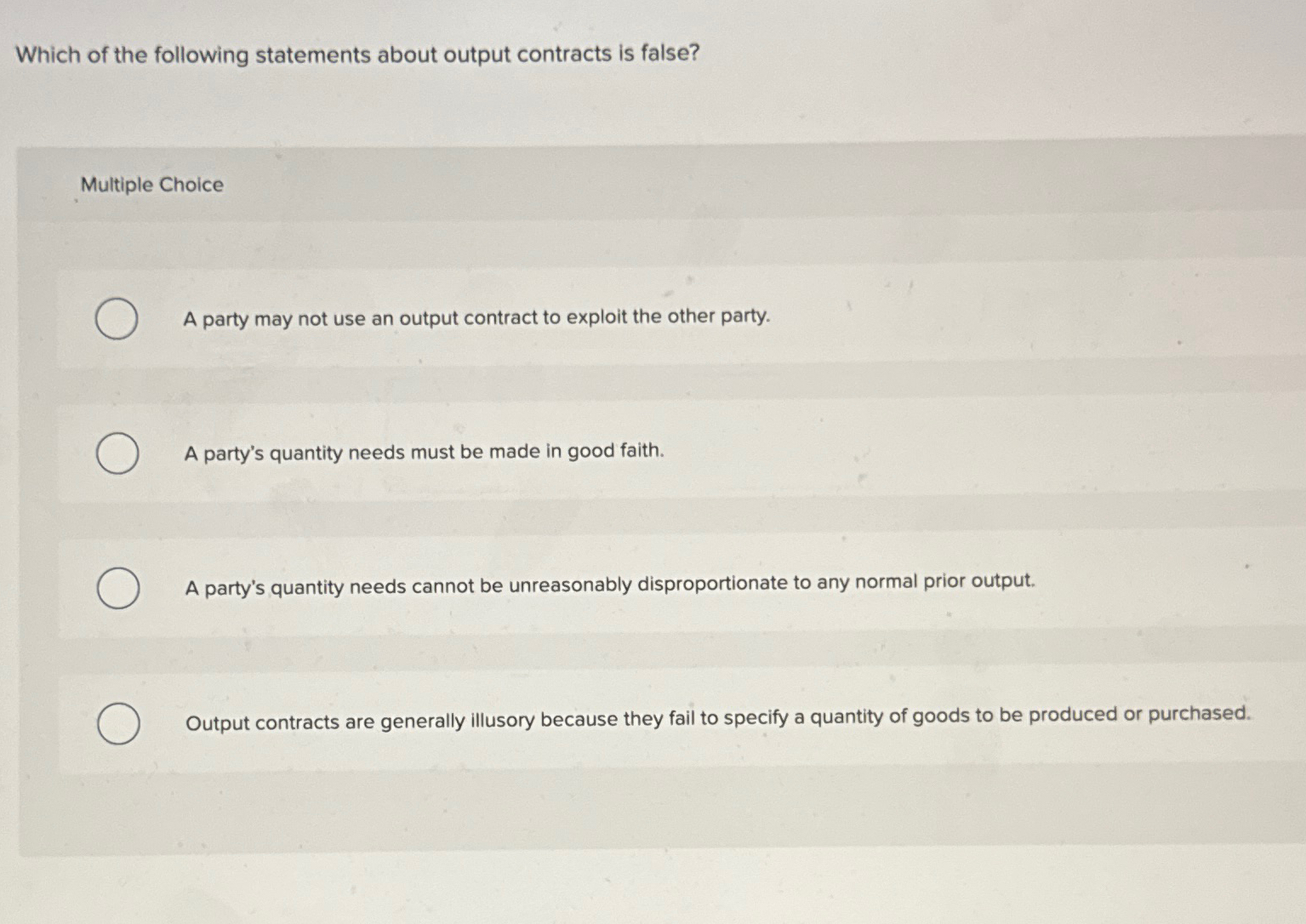 Solved Which of the following statements about output | Chegg.com