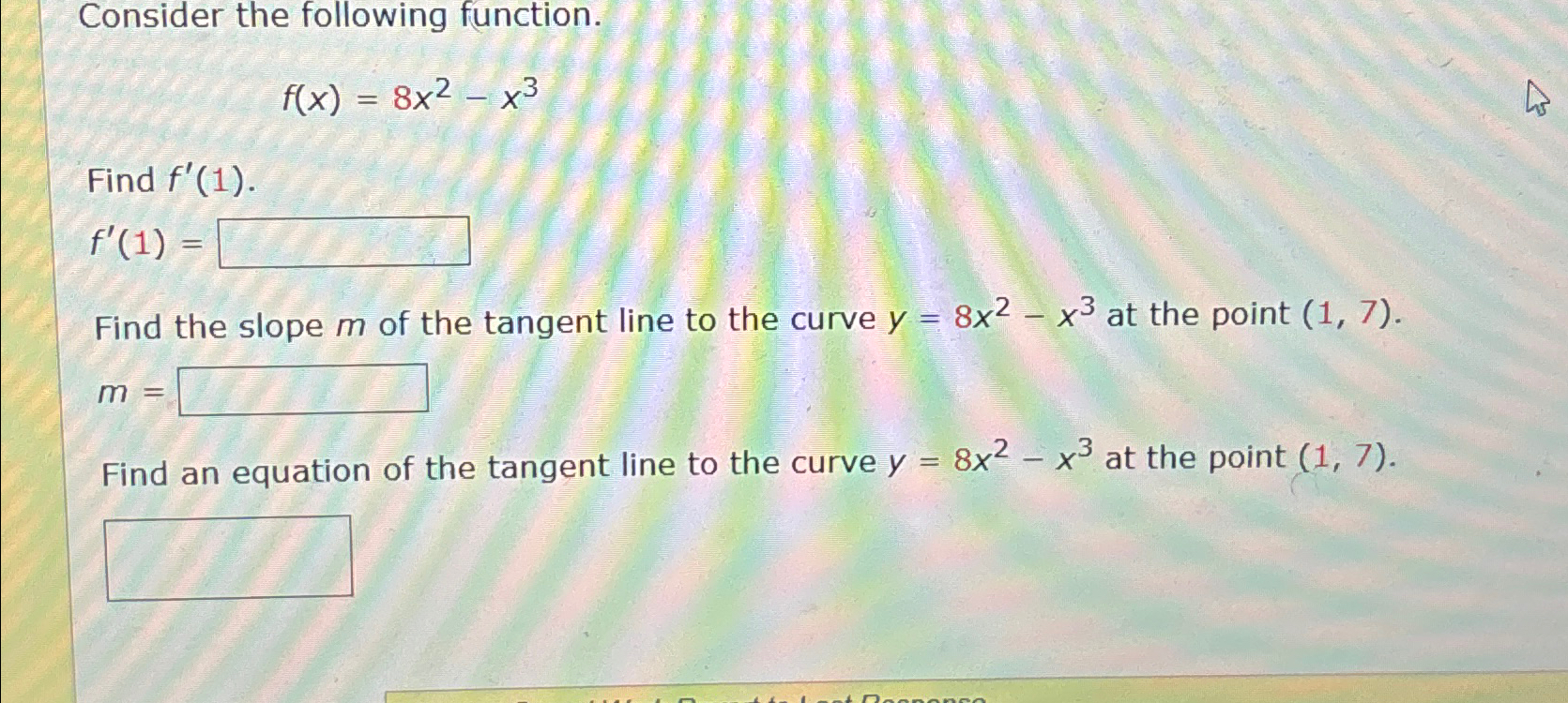 Solved Consider The Following Function F X 8x2 X3find