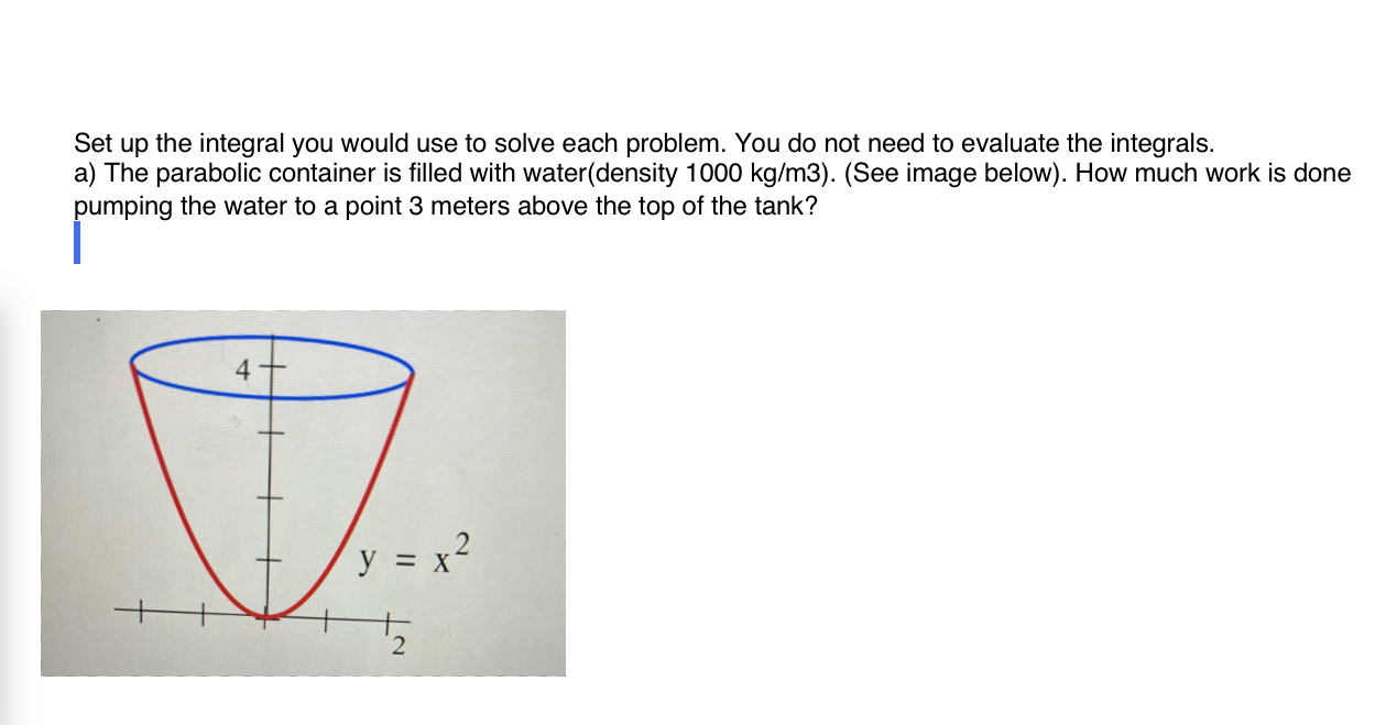 Solved Set up the integral you would use to solve each | Chegg.com