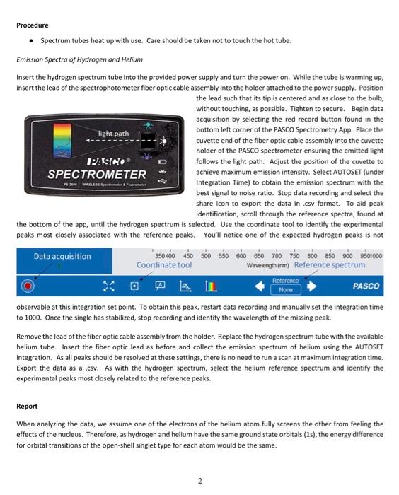 Solved Experiment 1 ATOMIC SPECTROSCOPY Objective/Learner