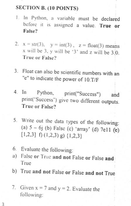 Solved Section B 10 Points 1 In Python A Variable Mu Chegg Com