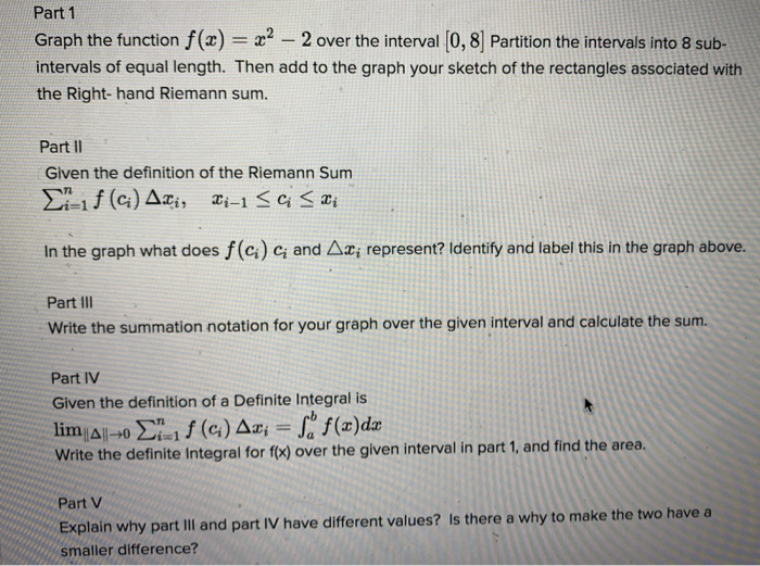 Solved Part 1 Graph The Function F x X2 2 Over The Chegg