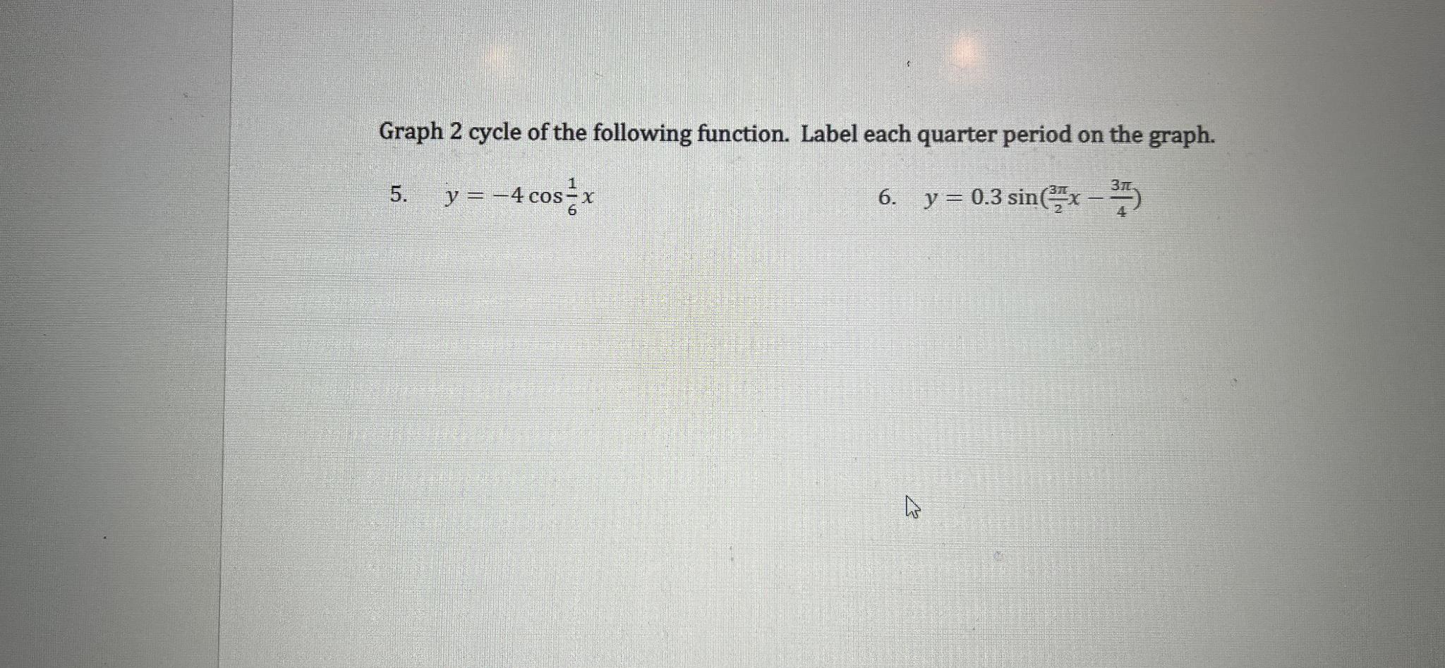 Solved Graph 2 ﻿cycle of the following function. Label each | Chegg.com