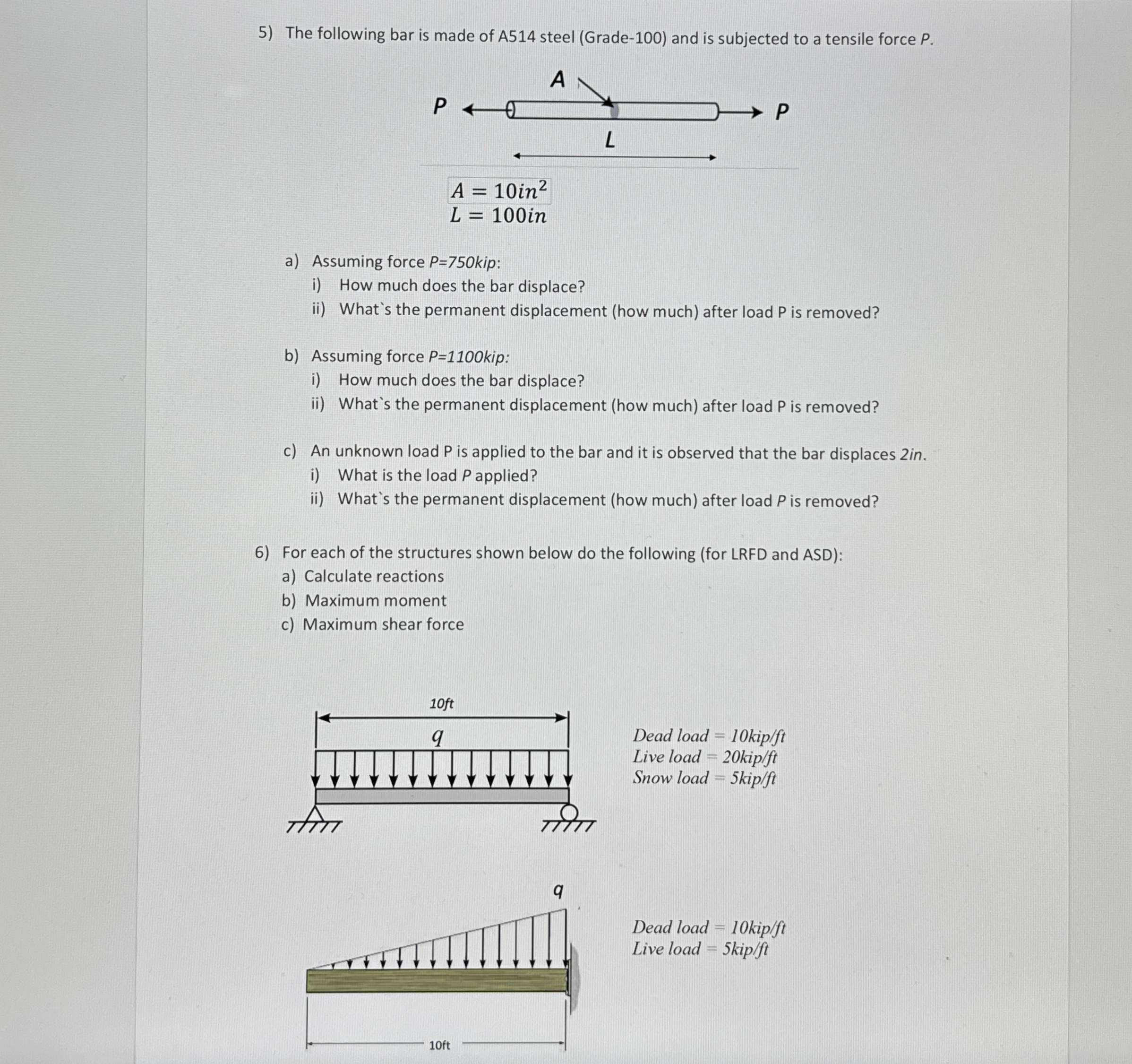 Solved The following bar is made of A514 ﻿steel (Grade100)
