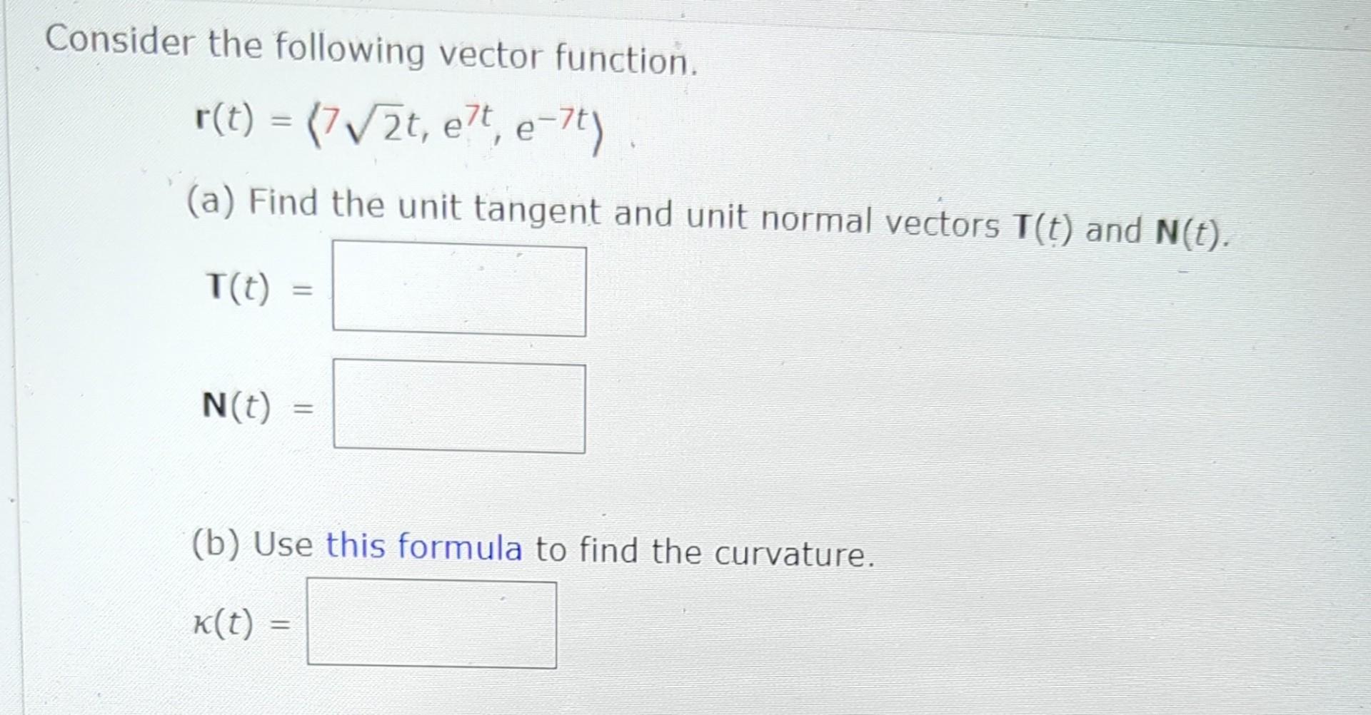 Solved Consider the following vector function. | Chegg.com