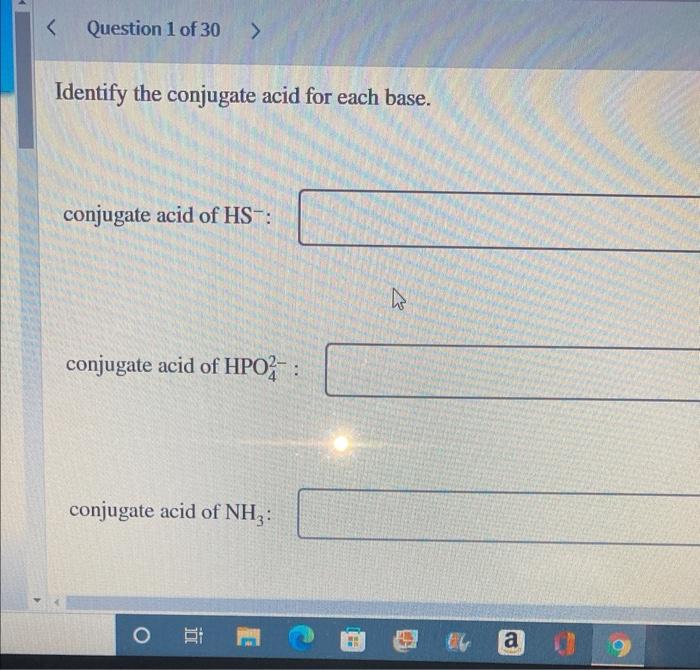 Solved Identify The Conjugate Acid For