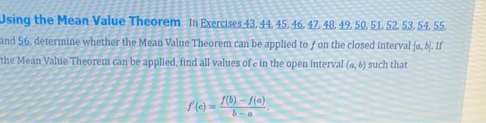 Solved Jsing the Mean Value Theorem In Exercises 43, 44, 45, | Chegg.com