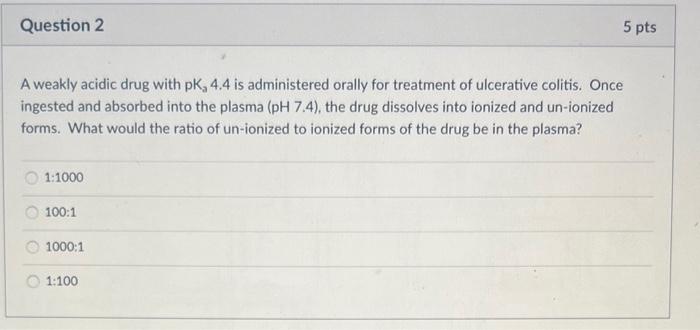 Solved A Weakly Acidic Drug With Pka Is Administered Chegg Com