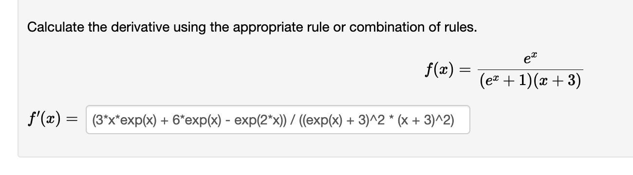 Solved Calculate the derivative using the appropriate rule | Chegg.com