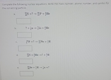 Solved Complete the following nuclear equations. Write the | Chegg.com