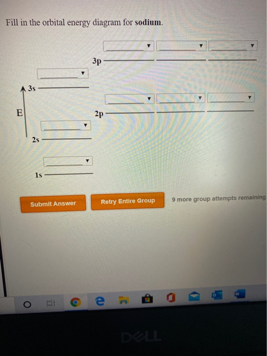 Solved Fill in the orbital energy diagram for sodium. Each | Chegg.com
