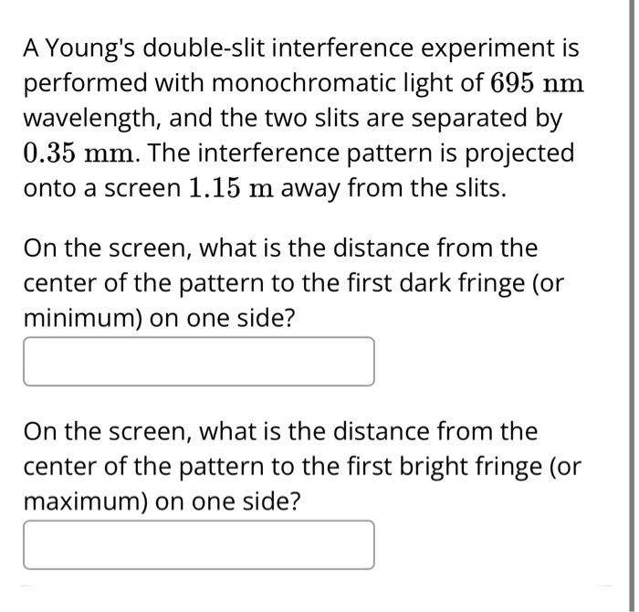 Solved A Young's double-slit interference experiment is | Chegg.com