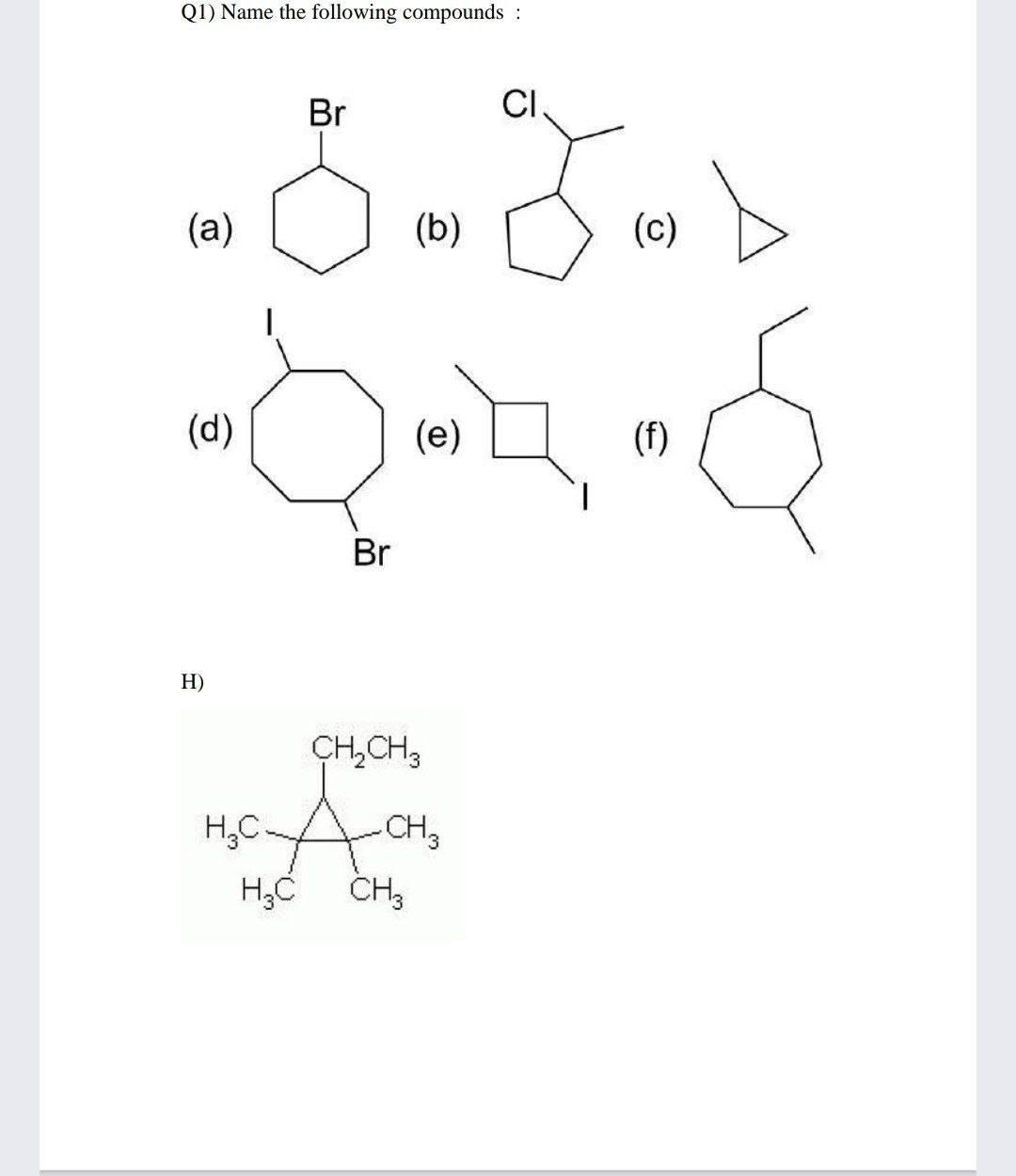 Solved Q1) Name the following compounds : ๒๕๓๖ (a) (b) (c) | Chegg.com