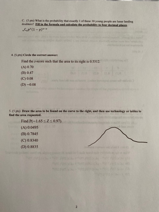 Solved 1. (6 pts) The probability distribution of the | Chegg.com