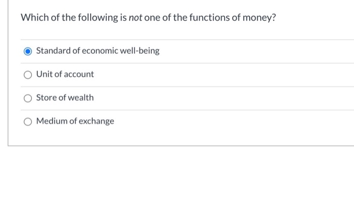 Which of the following is deals not a function of money