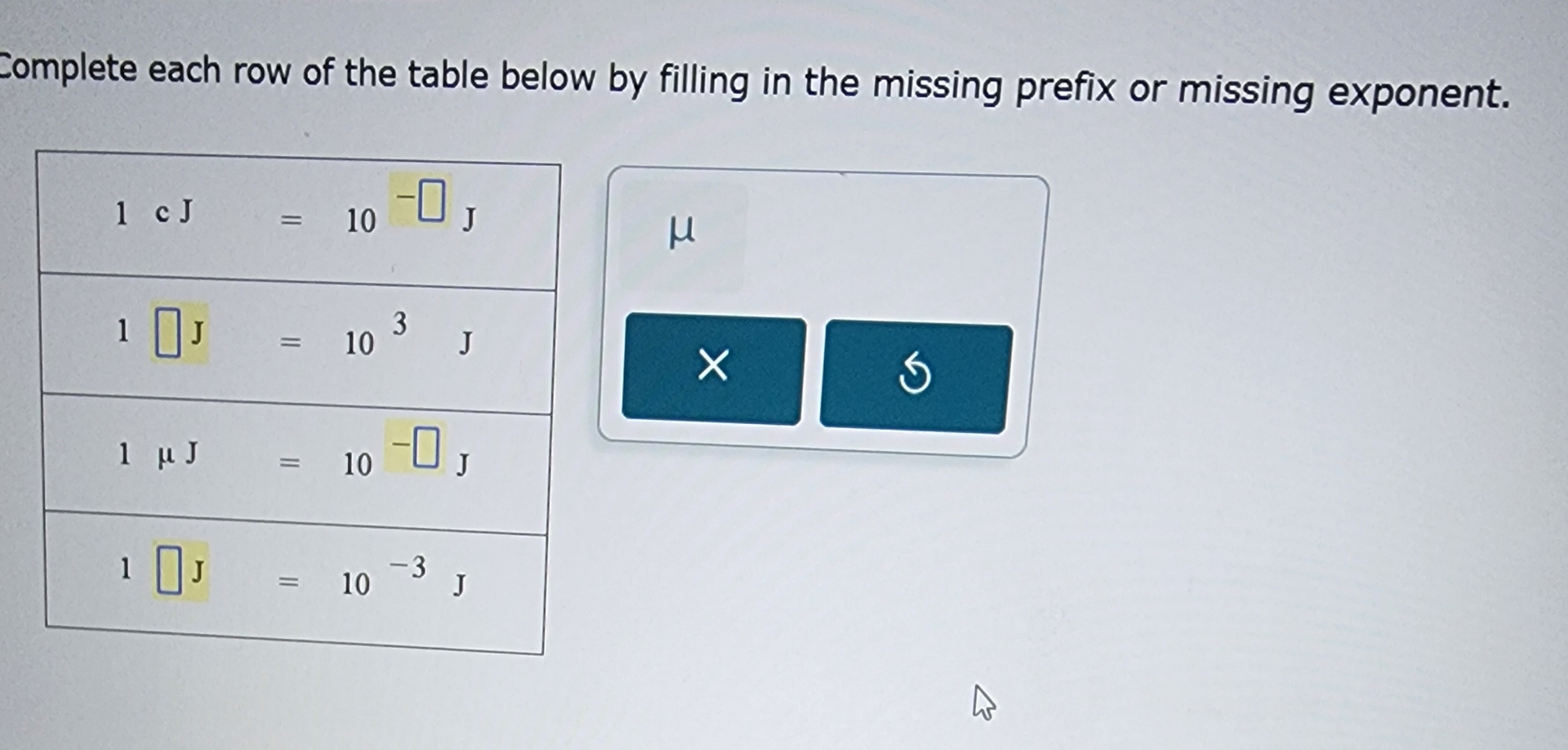 Solved Complete each row of the table below by filling in | Chegg.com