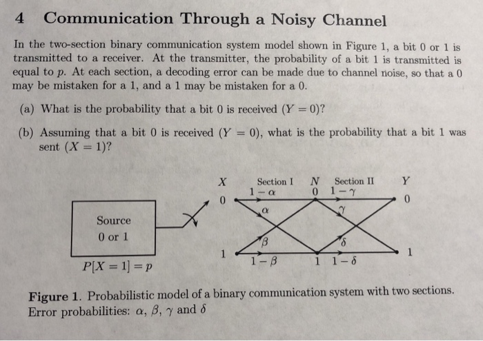 Solved 4 Communication Through A Noisy Channel In The | Chegg.com