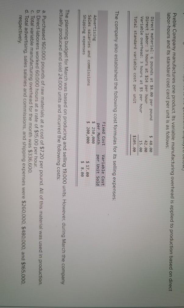 Solved What is the materials quantity variance for March?